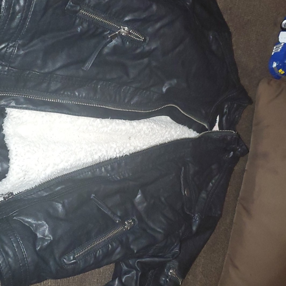 Black Leather Jacket with Faux Fur Lining